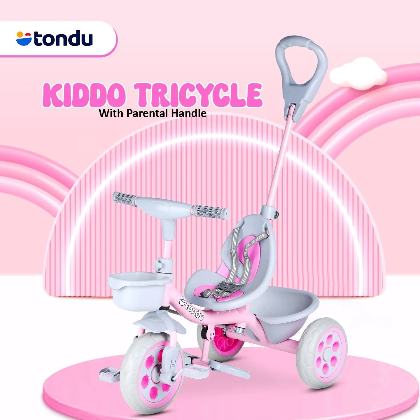 Pink TONDU Kiddo Tricycle Best for 1.5 Year to 4 Years Kids - Image 6