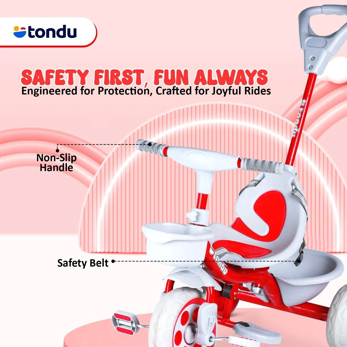 Red TONDU Kiddo Tricycle Best for 1.5 Year to 4 Years Kids - Image 4