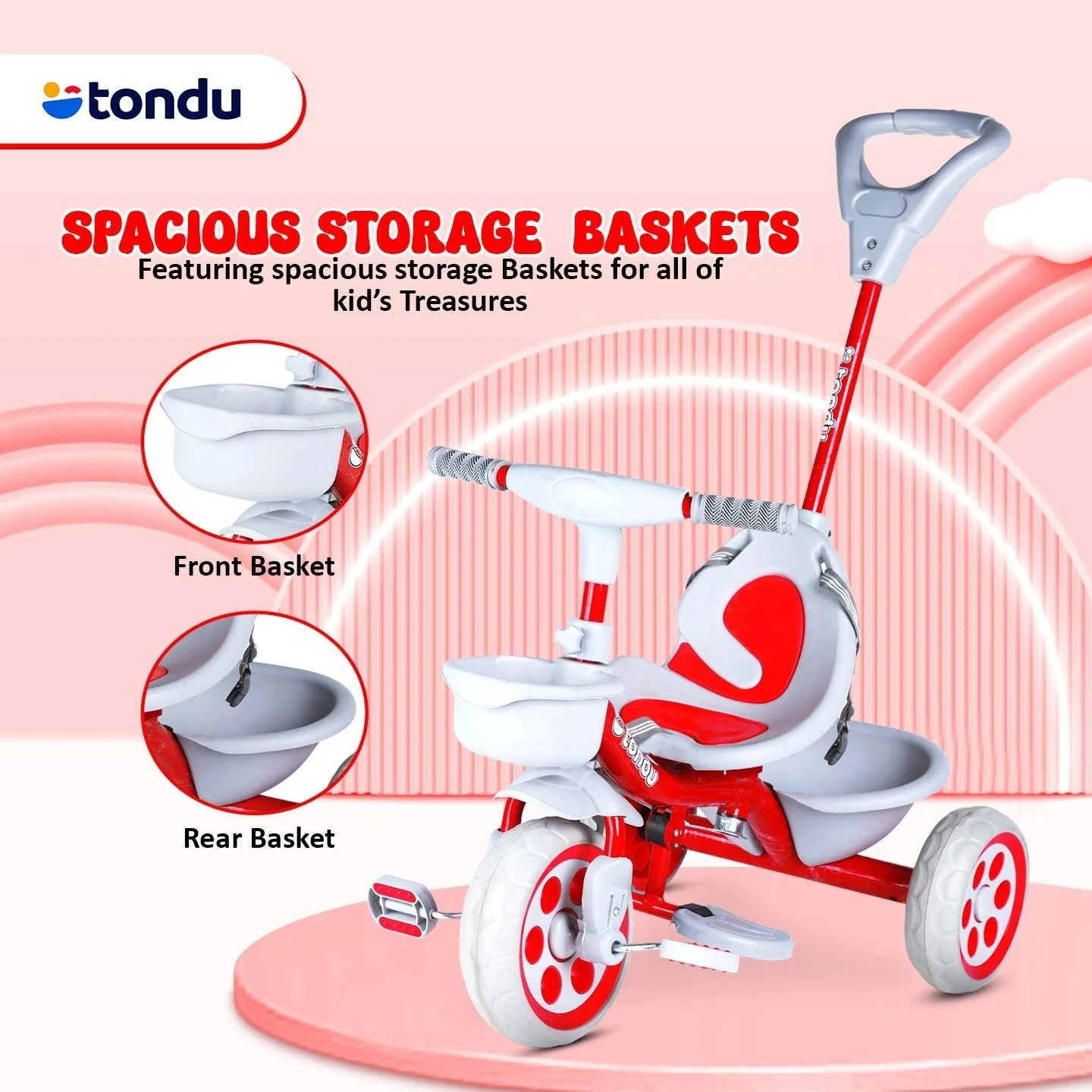 Red TONDU Kiddo Tricycle Best for 1.5 Year to 4 Years Kids - Image 7