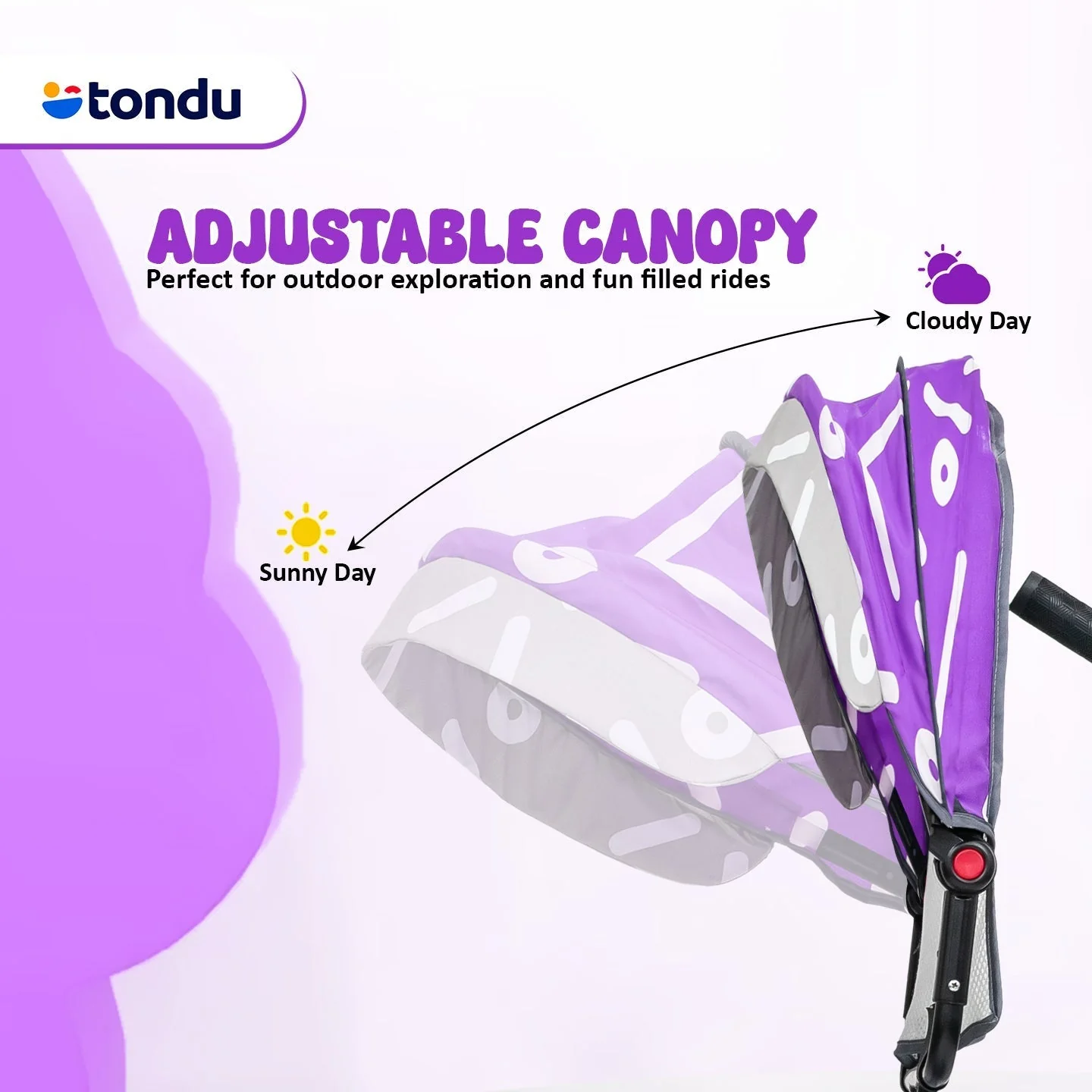Purple TONDU Tricycles with Canopy Seat Belt - Image 6