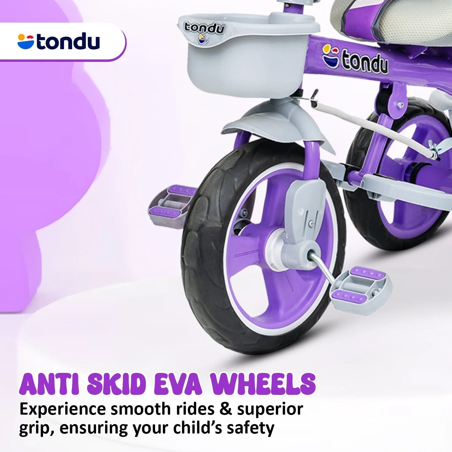 Purple TONDU Tricycles with Canopy Seat Belt - Image 7
