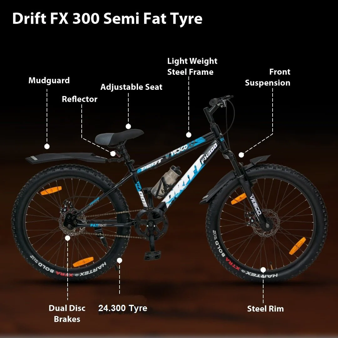 Drift FX-300 24T Cycle | Fat Tyre, Dual Discs Brakes, Front Suspension - Image 3