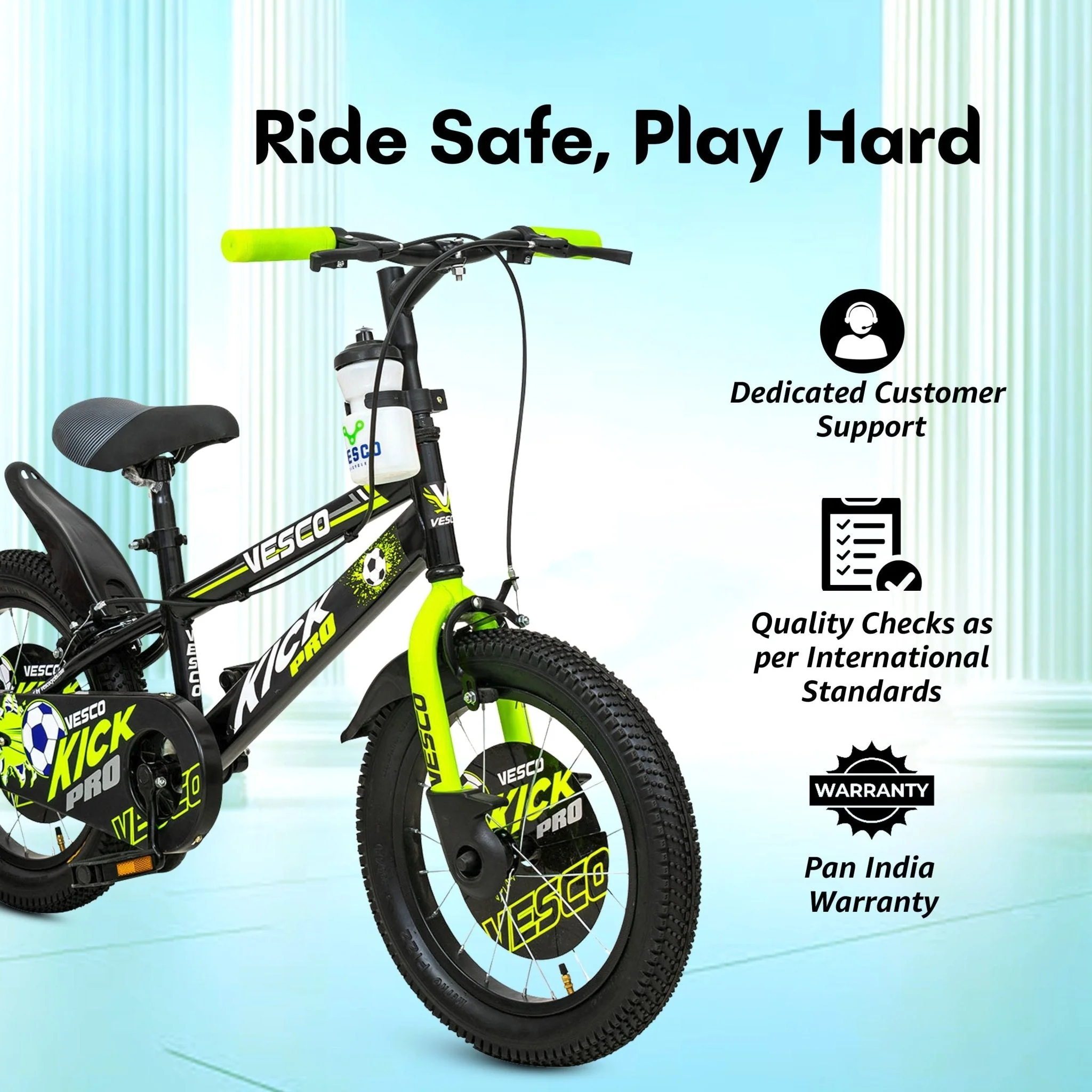 Kick Pro 16T Kids Bicycle | Support Wheels, Back Support, Chain Cover - Image 6