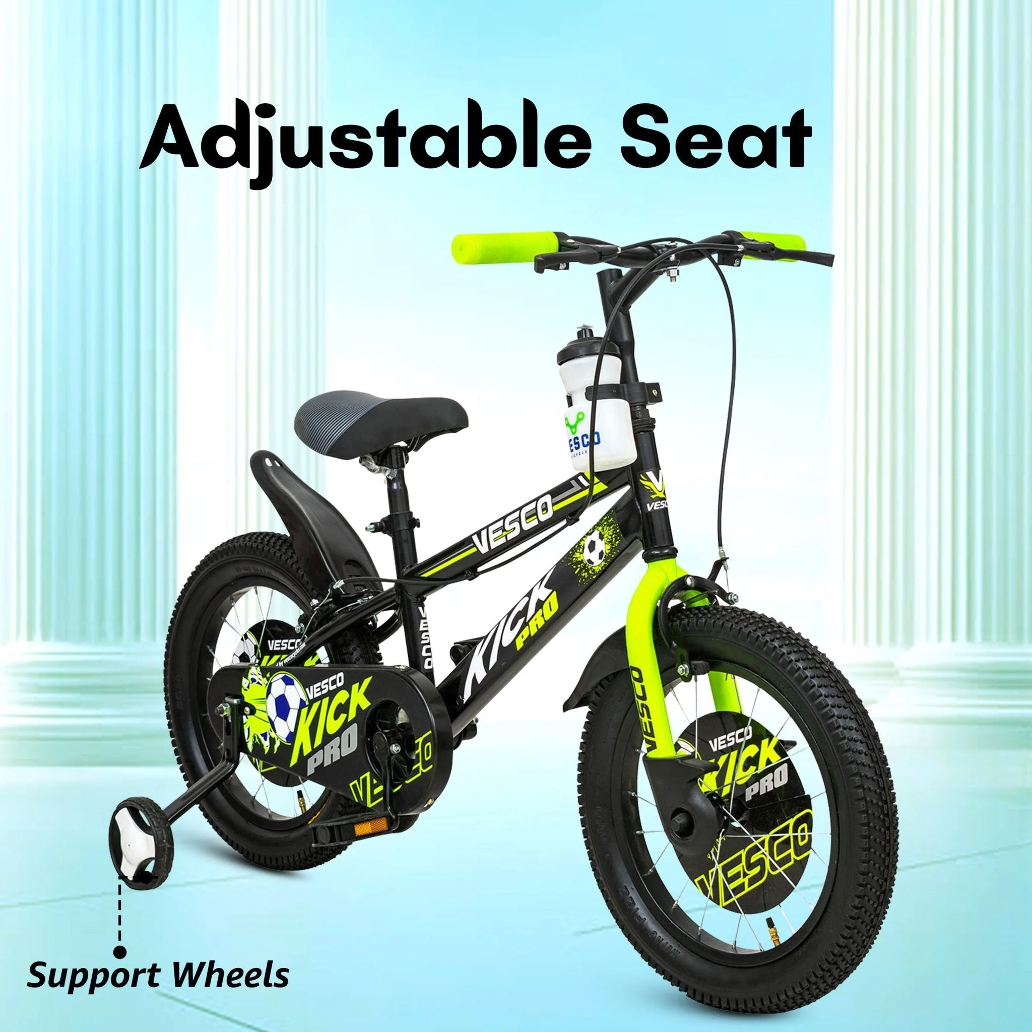 Kick Pro 16T Kids Bicycle | Support Wheels, Back Support, Chain Cover - Image 7