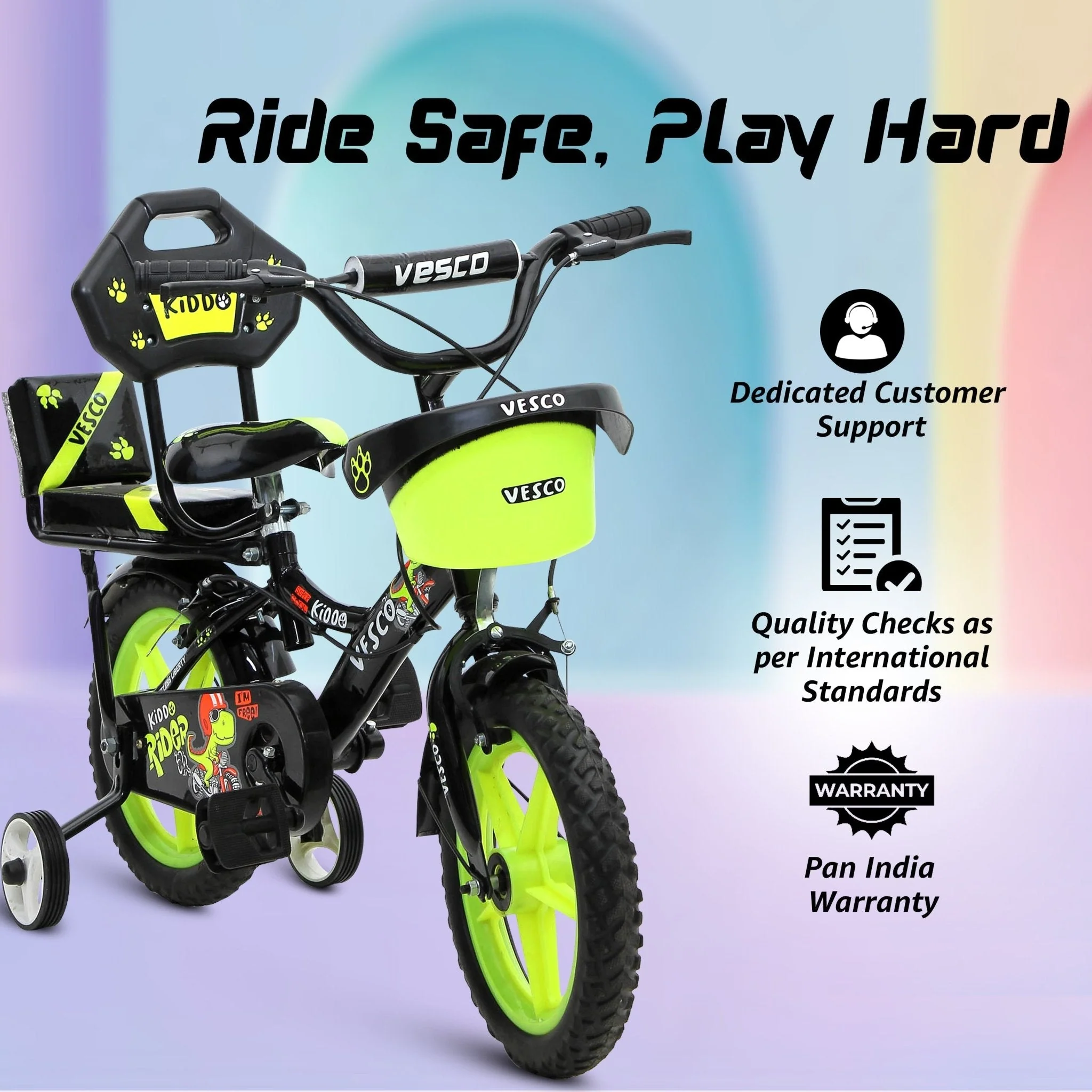 Kiddo 14T Kids Cycle with Double Seat & Training Wheels - Image 6