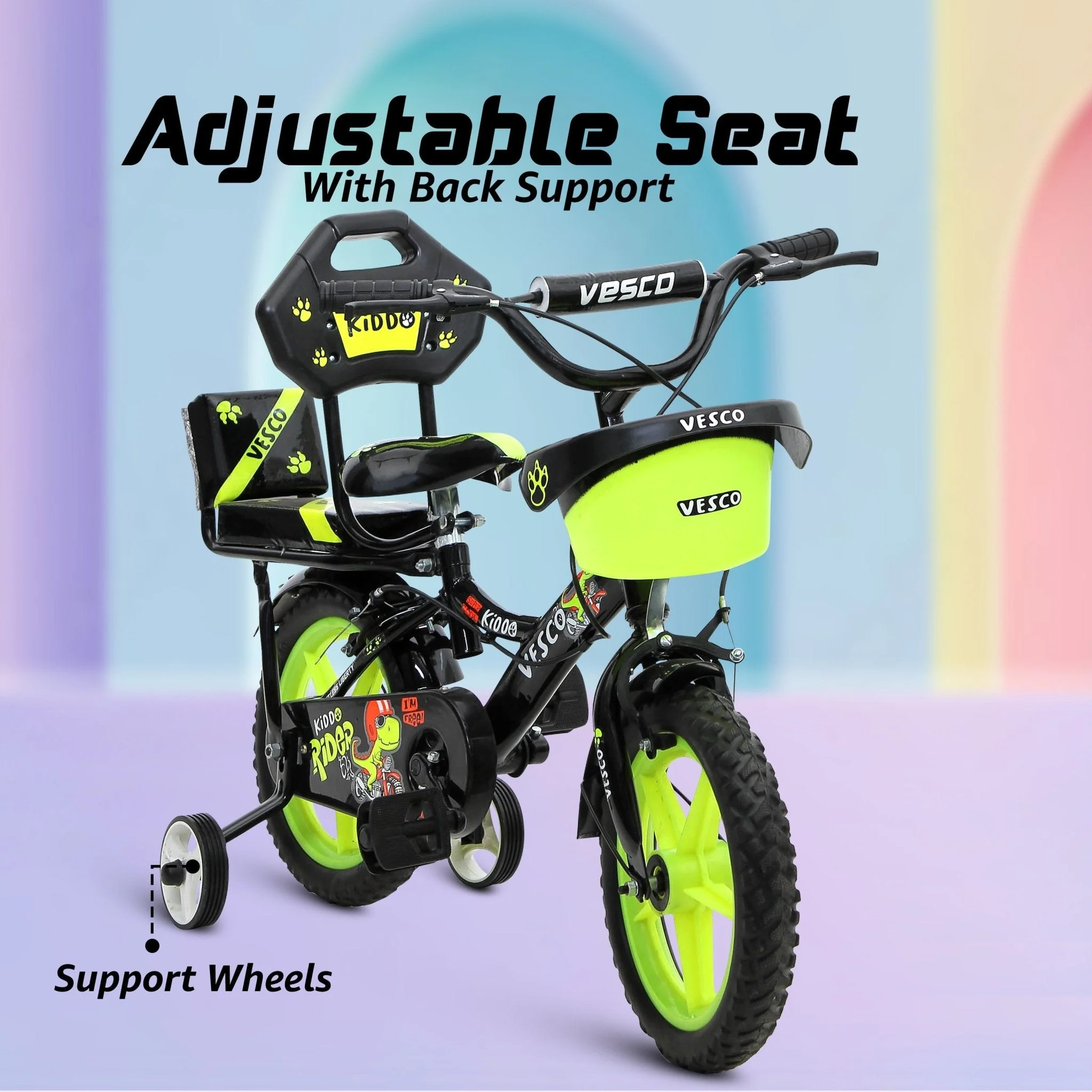 Kiddo 14T Kids Cycle with Double Seat & Training Wheels - Image 7