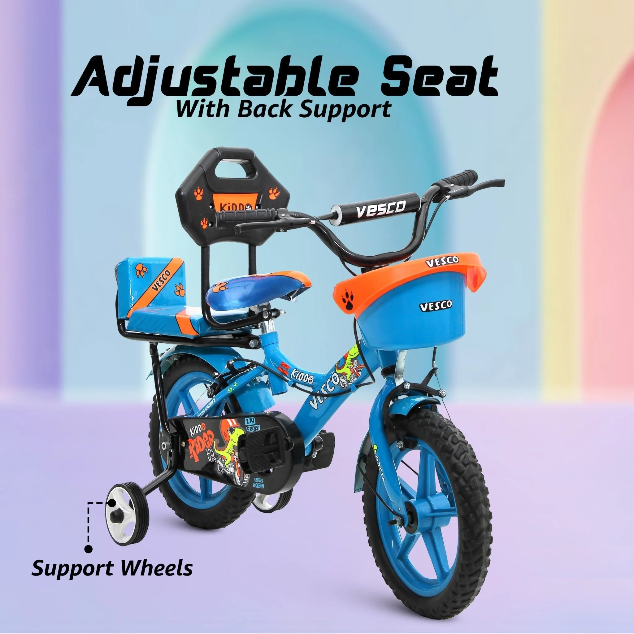 Kiddo 14T Kids Cycle with Double Seat & Training Wheels - Image 7